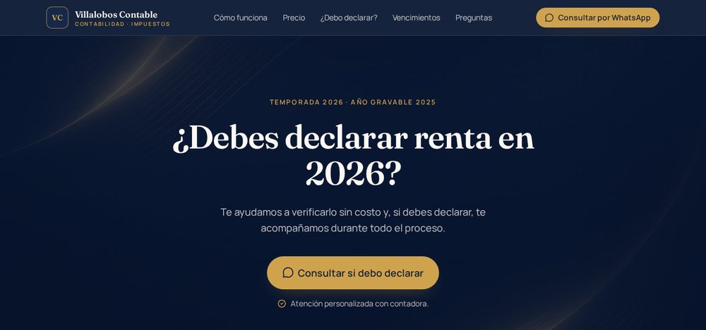 Captura del sitio publicado de Villalobos Contable